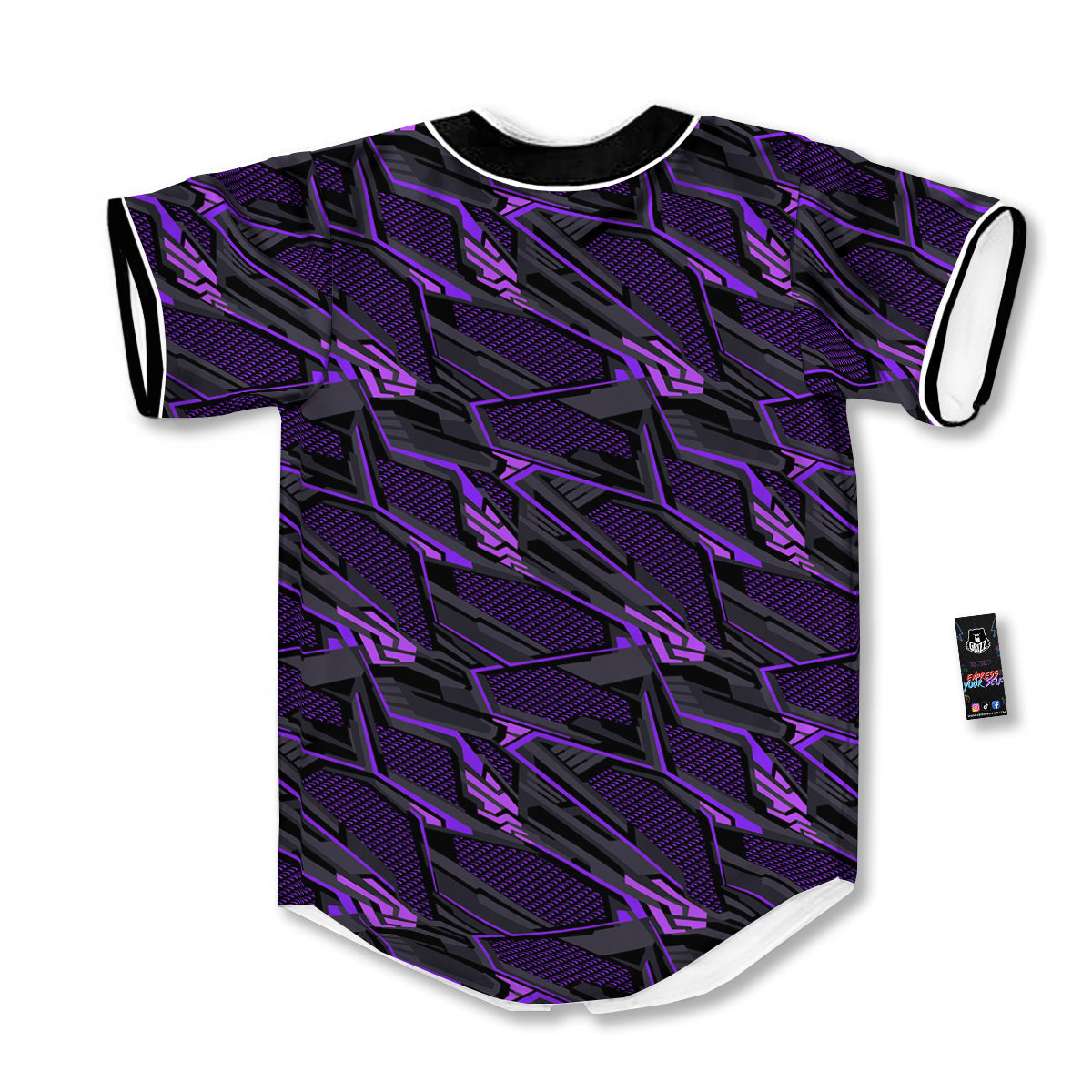 Purple Polygonal Shapes Print Baseball Jersey-grizzshop