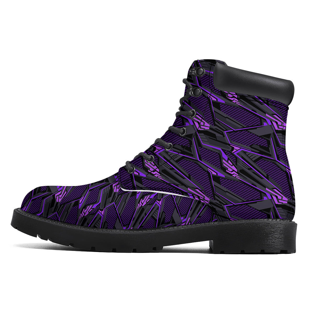 Purple Polygonal Shapes Print Boots-grizzshop