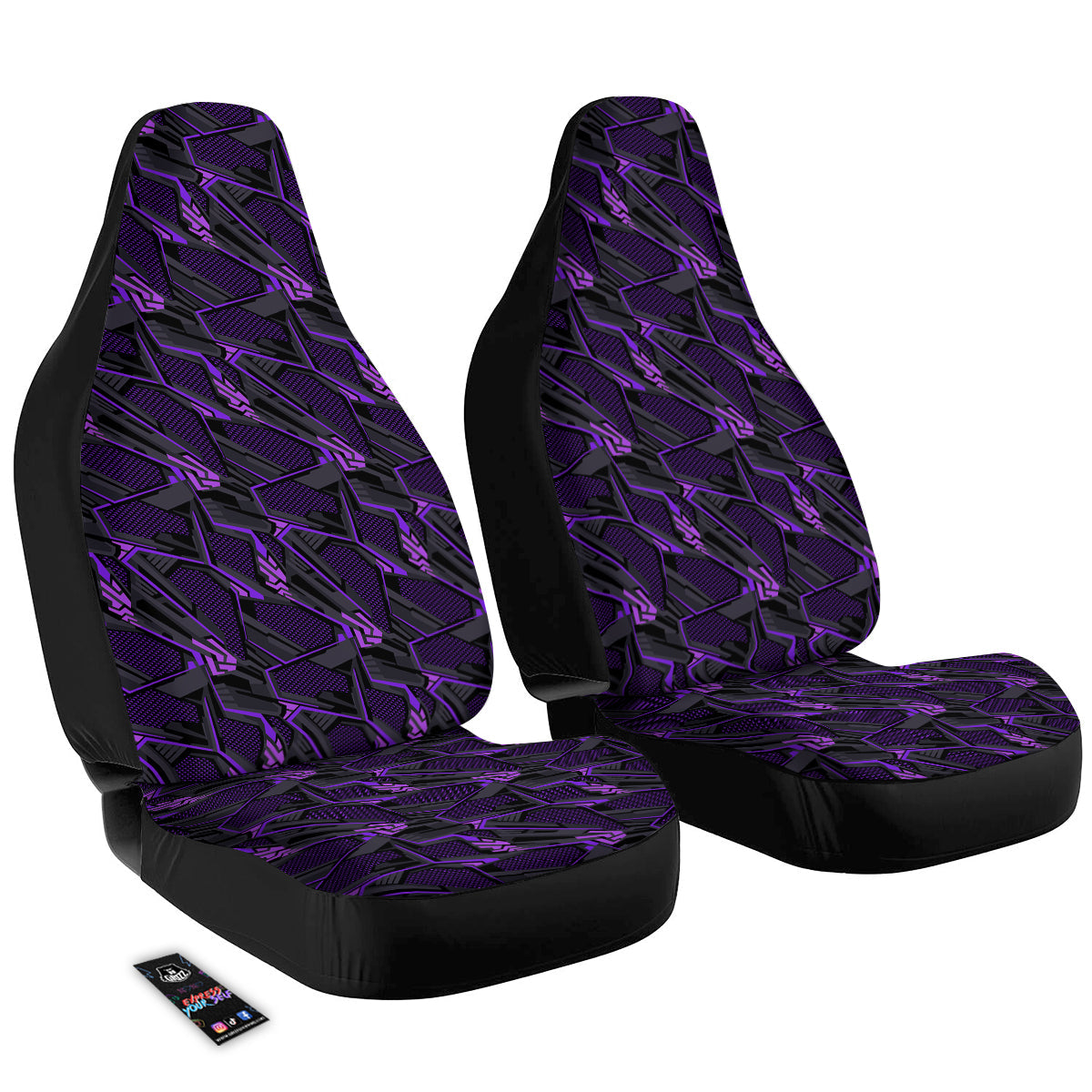 Purple Polygonal Shapes Print Car Seat Covers-grizzshop