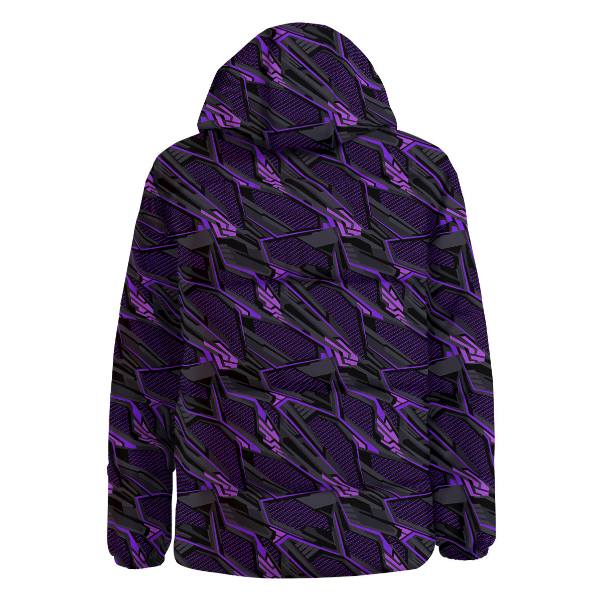 Purple Polygonal Shapes Print Down Jacket-grizzshop