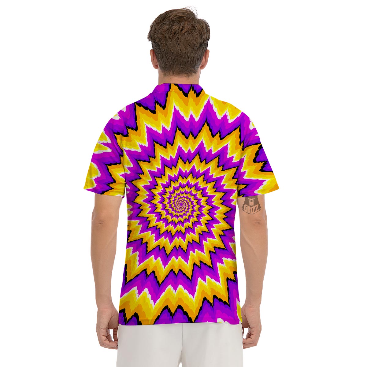 Purple Psychedelic Optical illusion Men's Golf Shirts-grizzshop