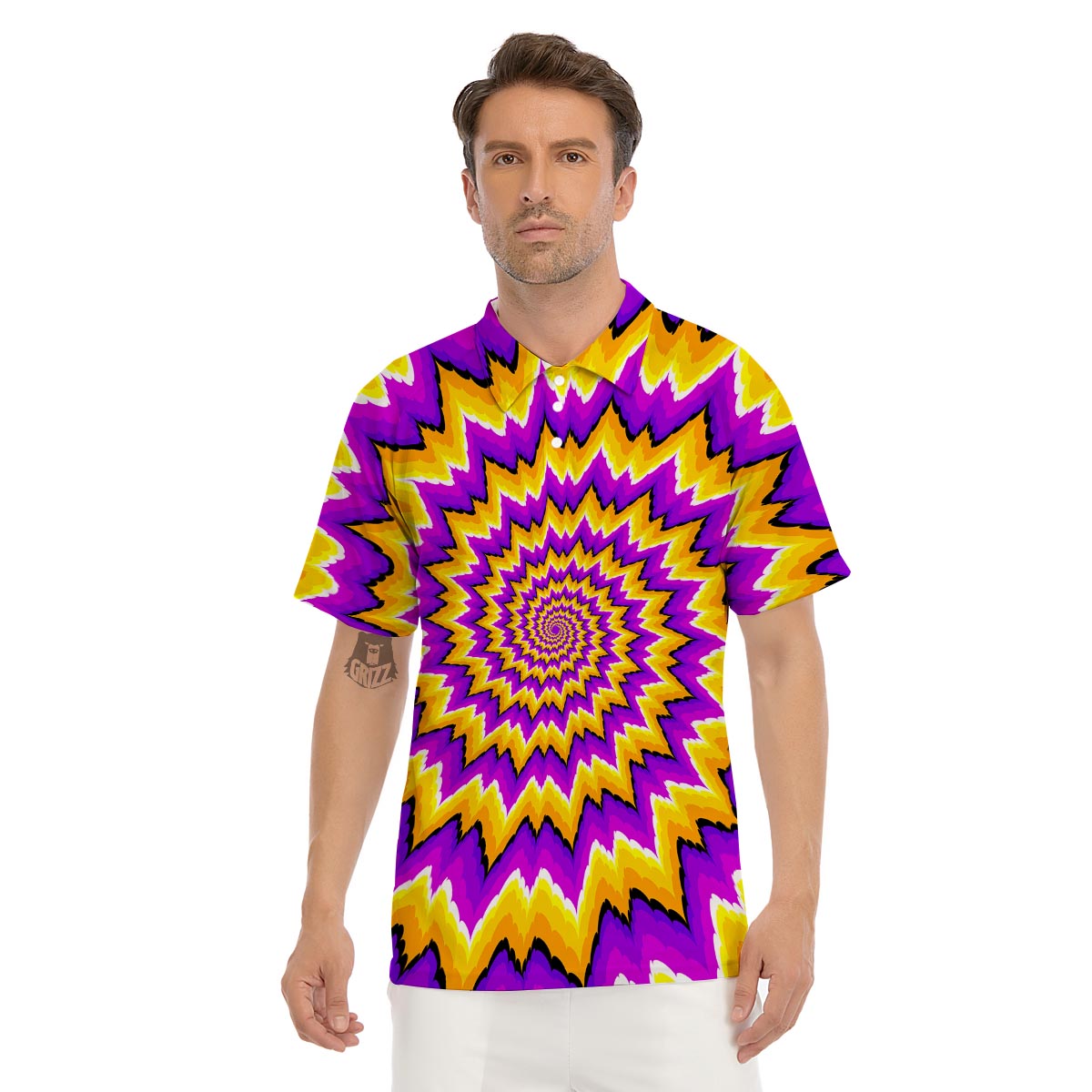 Purple Psychedelic Optical illusion Men's Golf Shirts-grizzshop