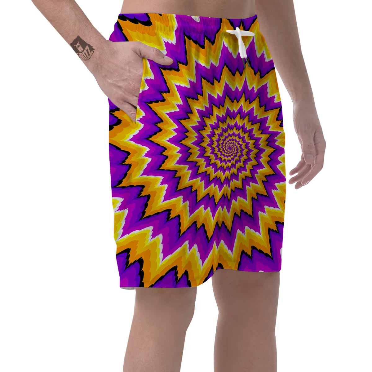 Purple Psychedelic Optical illusion Men's Shorts-grizzshop