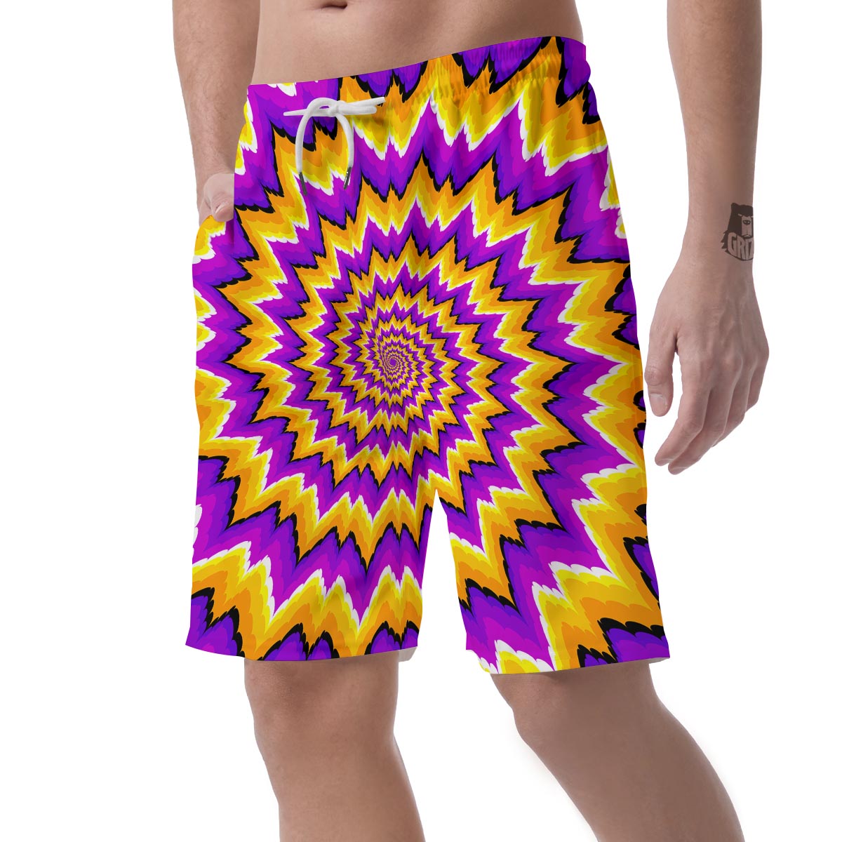 Purple Psychedelic Optical illusion Men's Shorts-grizzshop