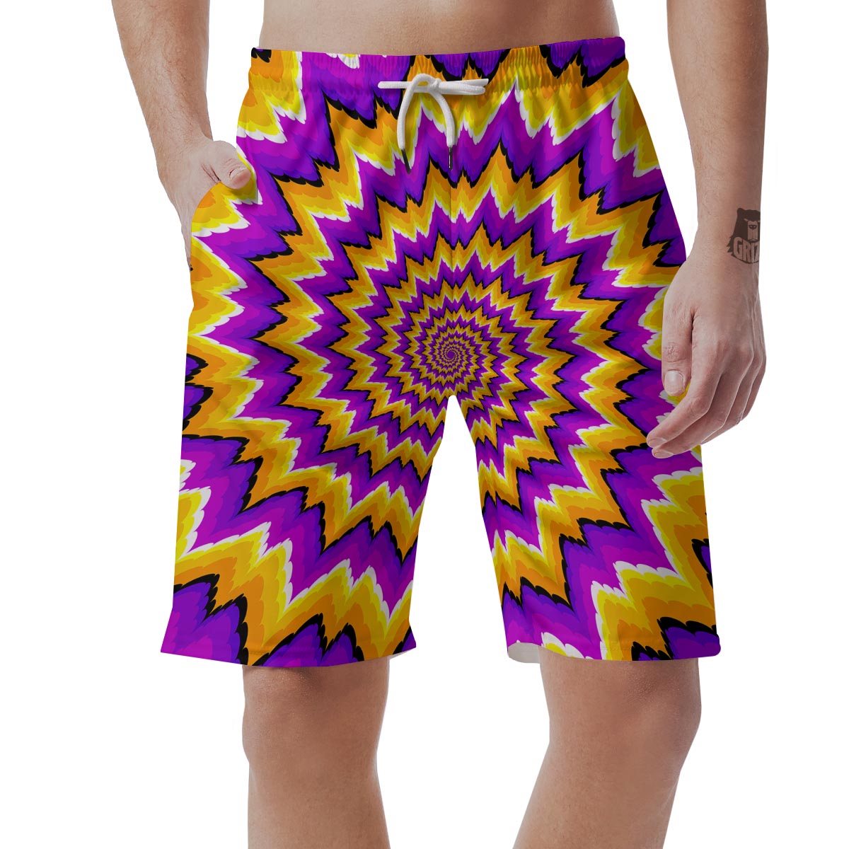 Purple Psychedelic Optical illusion Men's Shorts-grizzshop