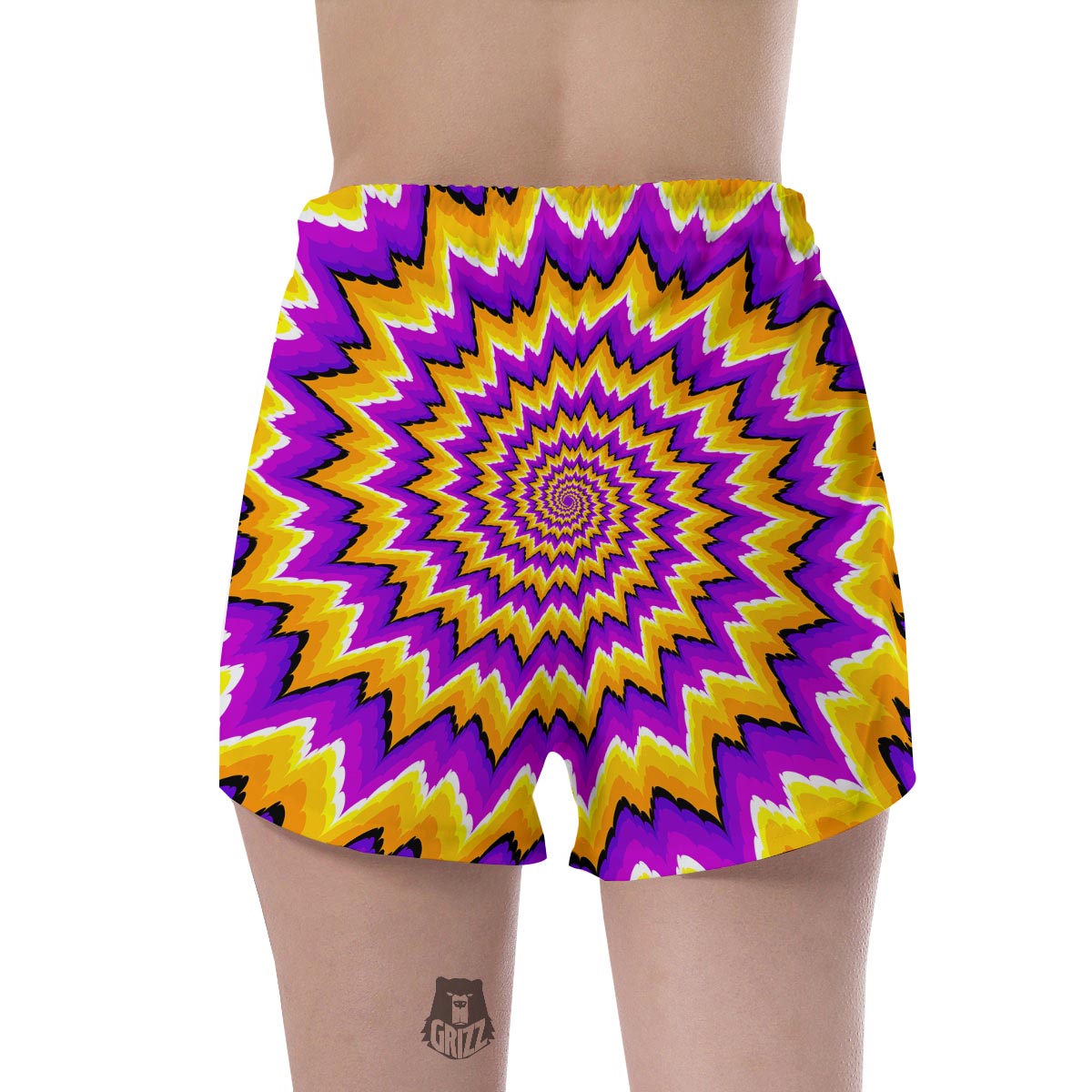 Purple Psychedelic Optical illusion Women's Shorts-grizzshop