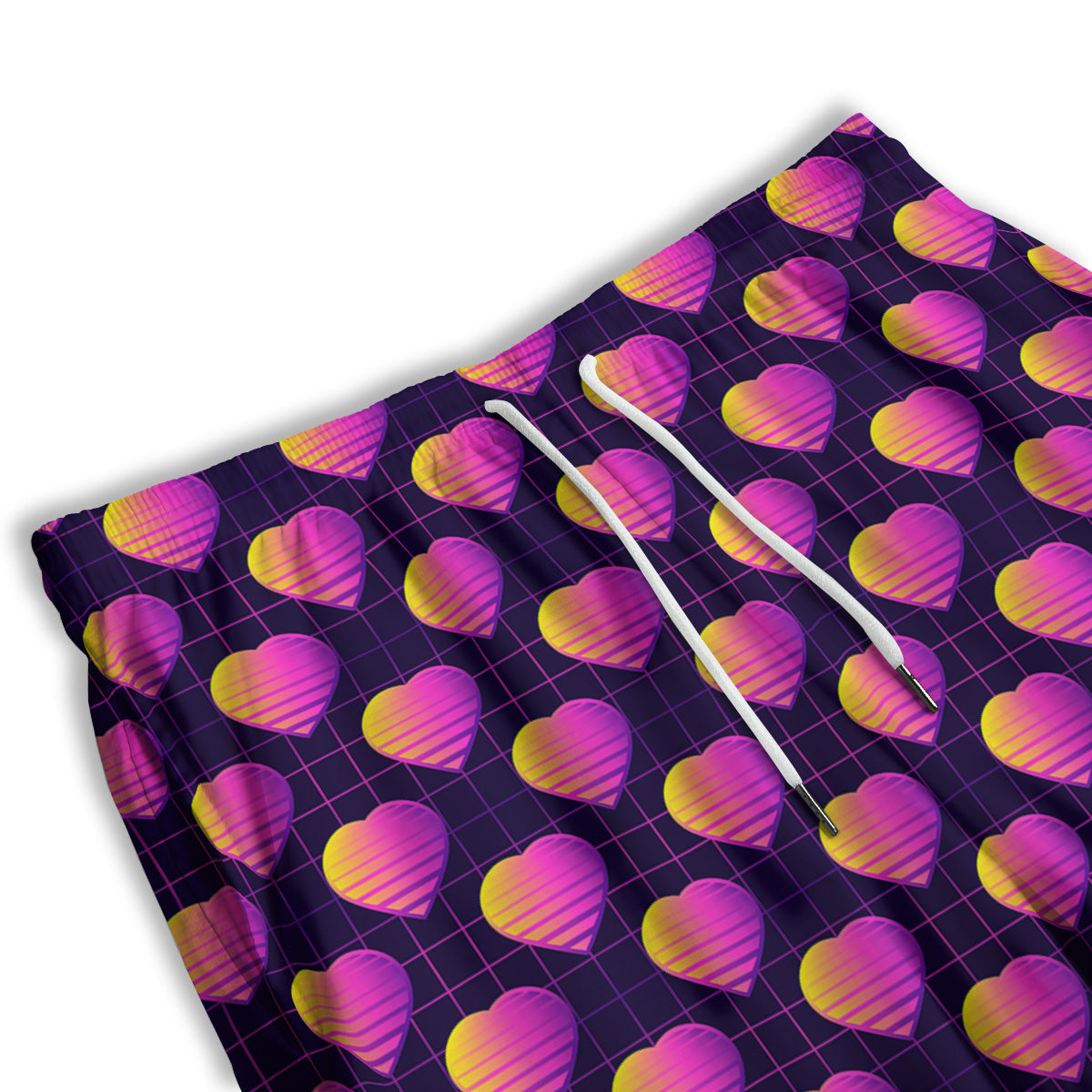 Purple Retro Heart Print Pattern Men's Athletic Shorts