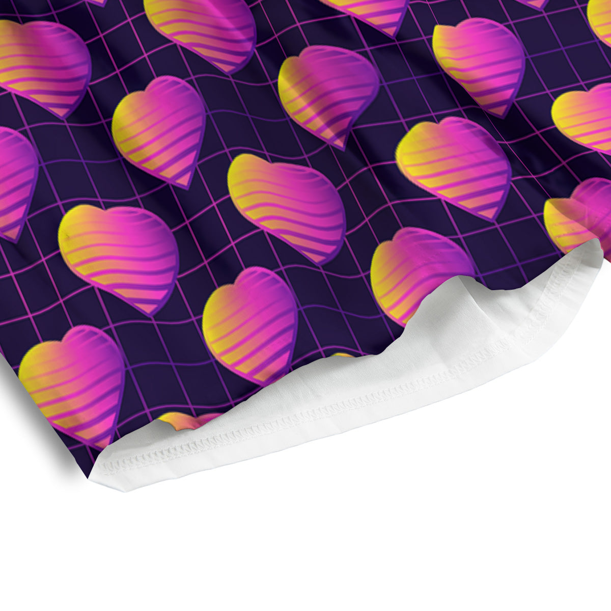 Purple Retro Heart Print Pattern Men's Athletic Shorts
