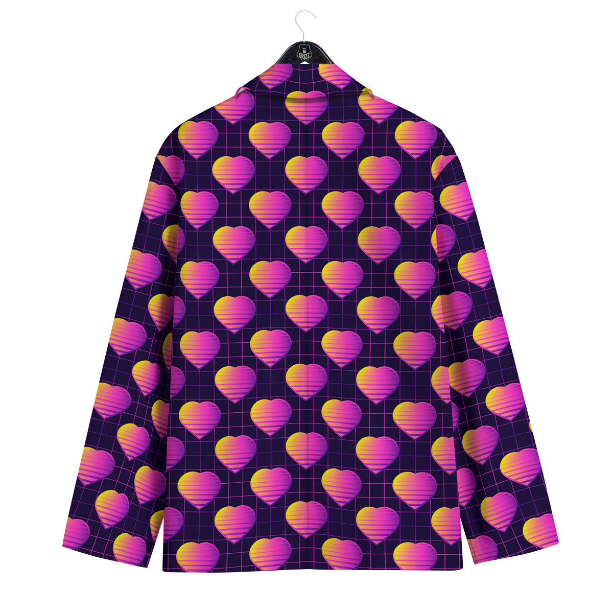 Purple Retro Heart Print Pattern Men's Sport Coat-grizzshop