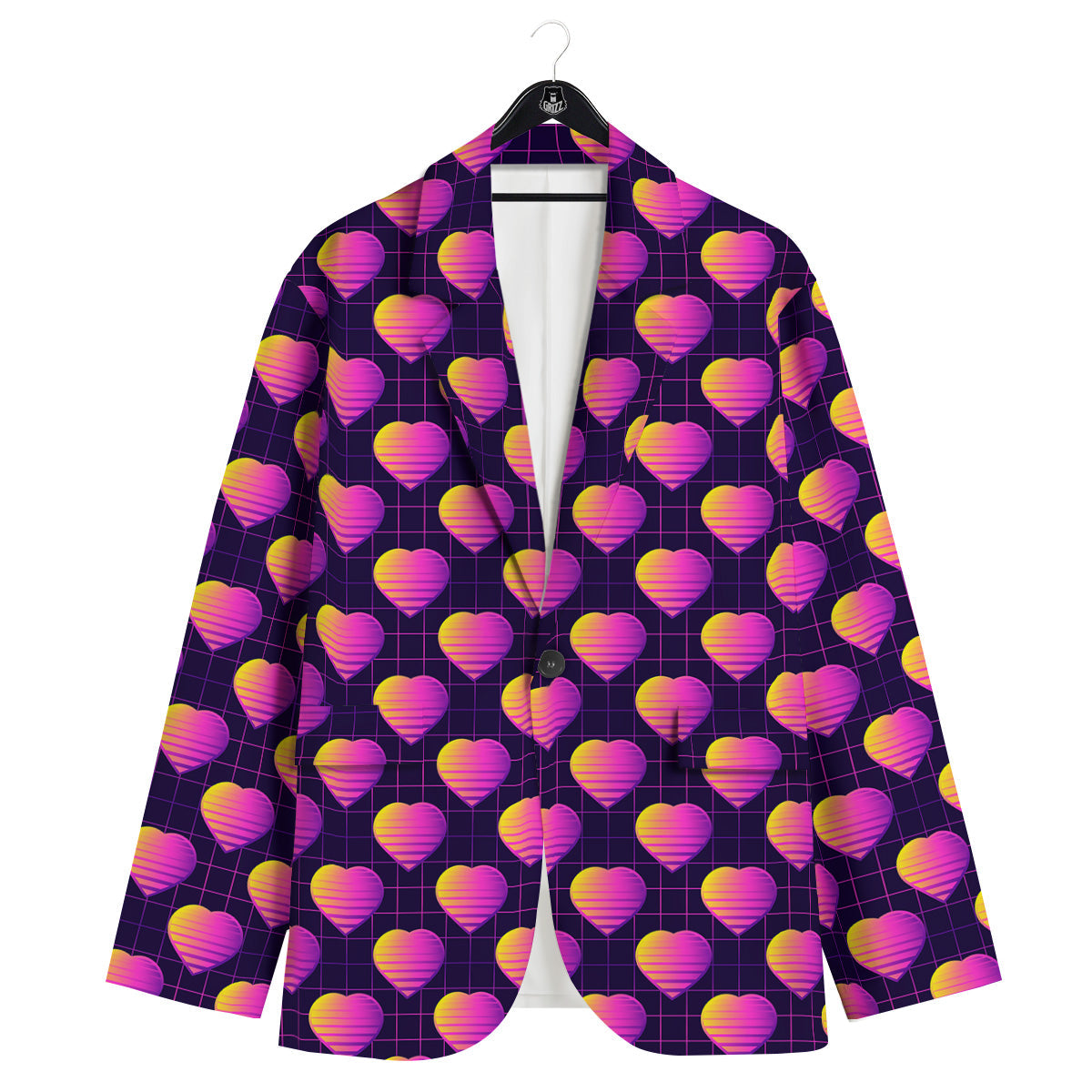 Purple Retro Heart Print Pattern Men's Sport Coat-grizzshop