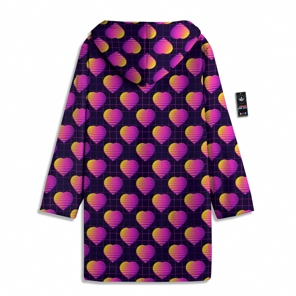 Purple Retro Heart Print Pattern Men's Windbreaker Jacket-grizzshop