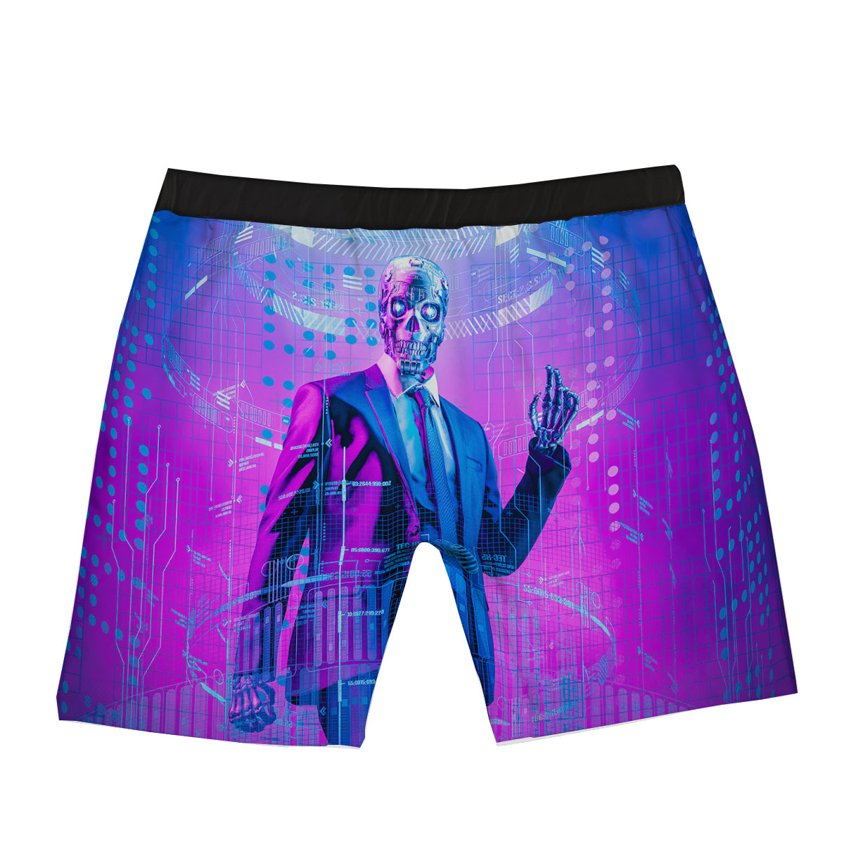 Purple Skeleton Cyber Print Boxer Briefs-grizzshop