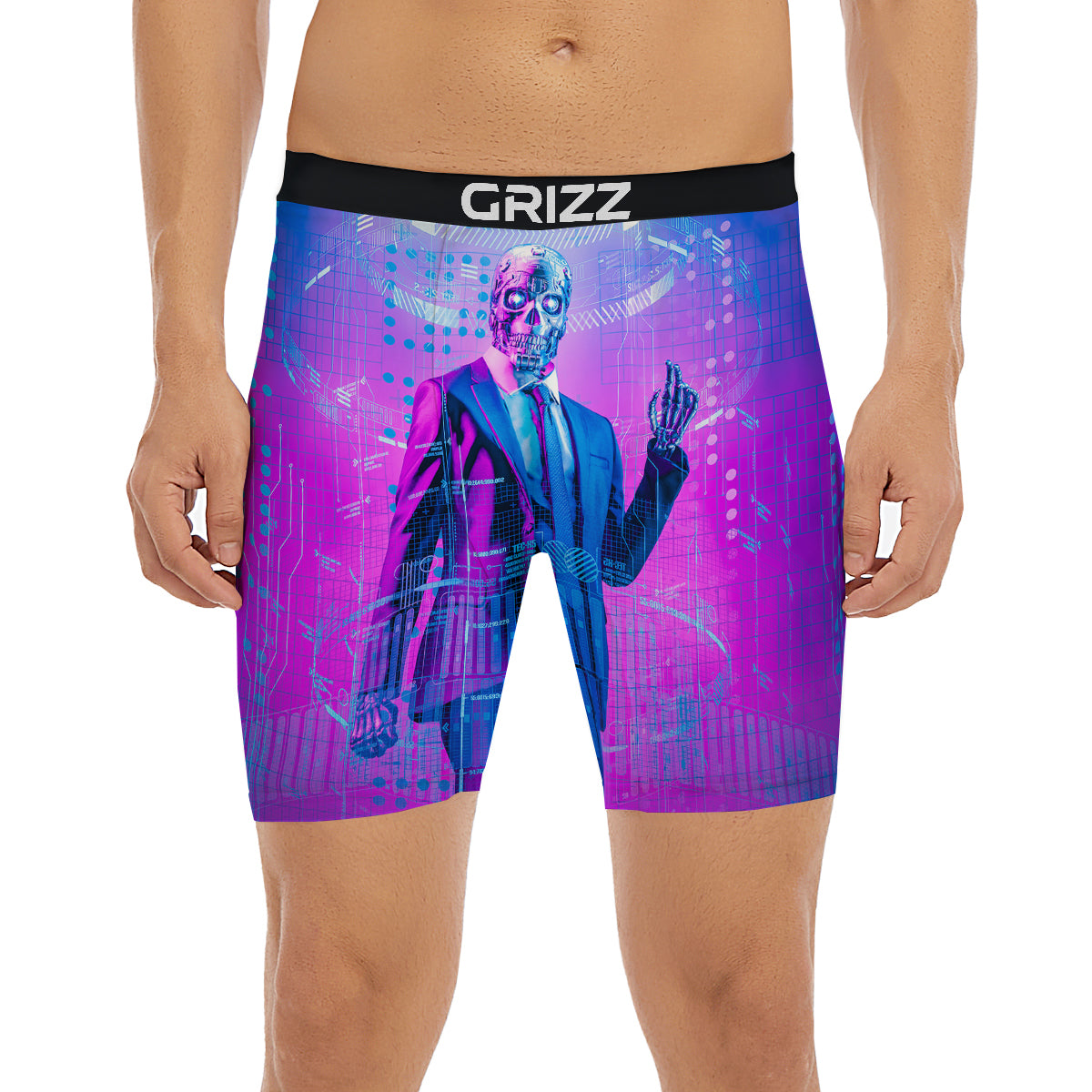 Purple Skeleton Cyber Print Boxer Briefs-grizzshop
