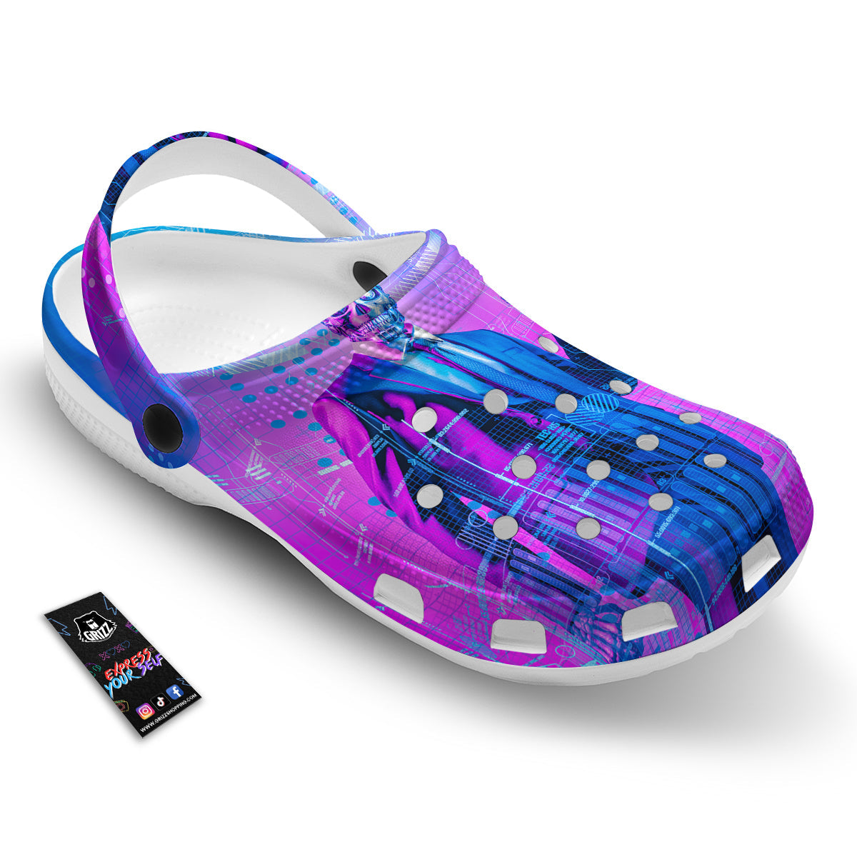 Purple Skeleton Cyber Print Clog-grizzshop