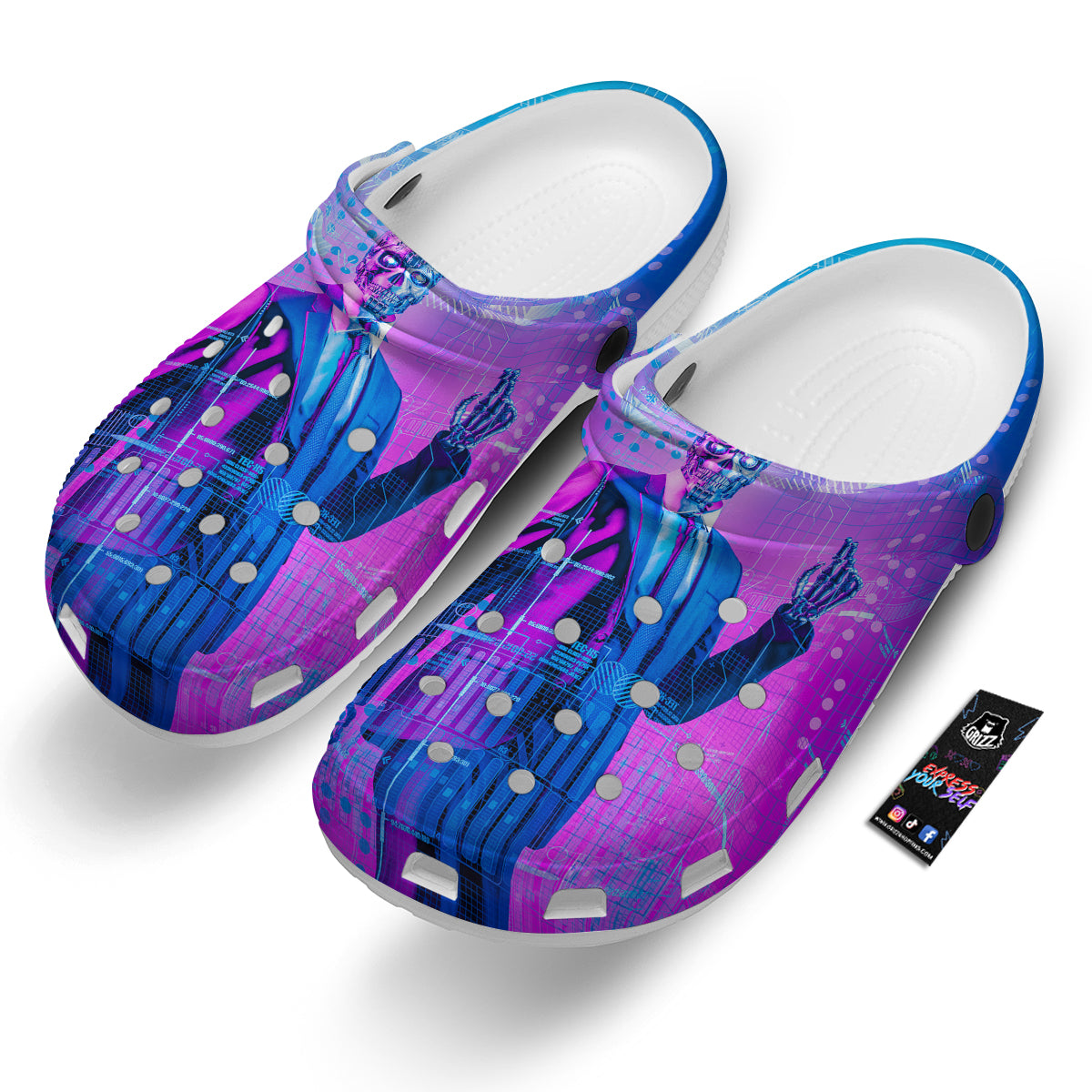 Purple Skeleton Cyber Print Clog-grizzshop