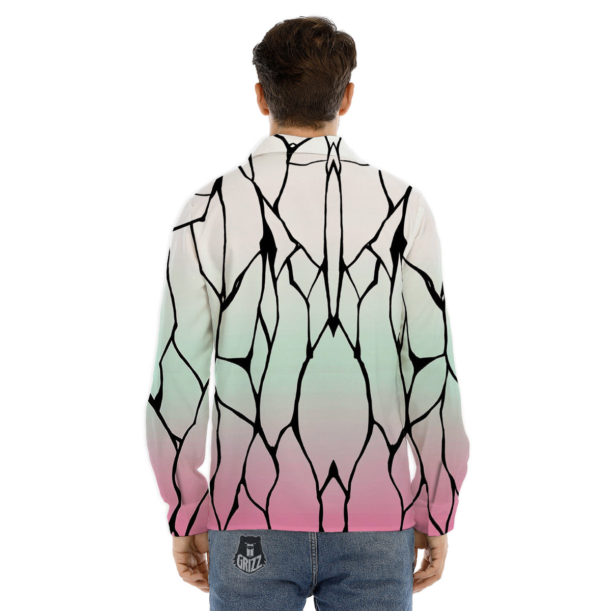 Purple Skeleton Cyber Print Men's Dress Shirts-grizzshop