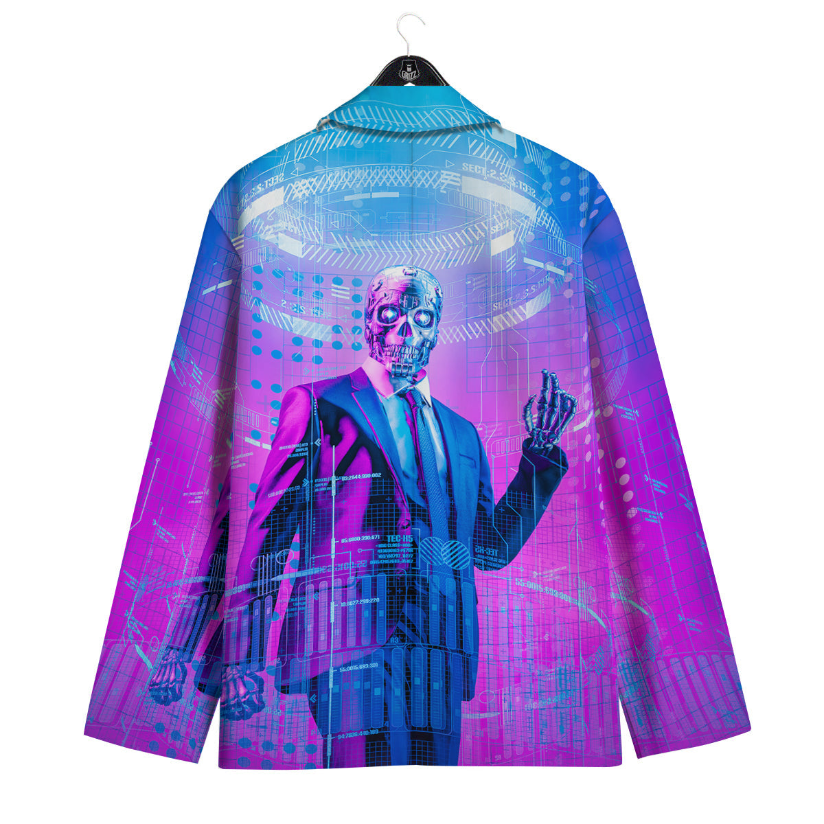 Purple Skeleton Cyber Print Men's Sport Coat-grizzshop