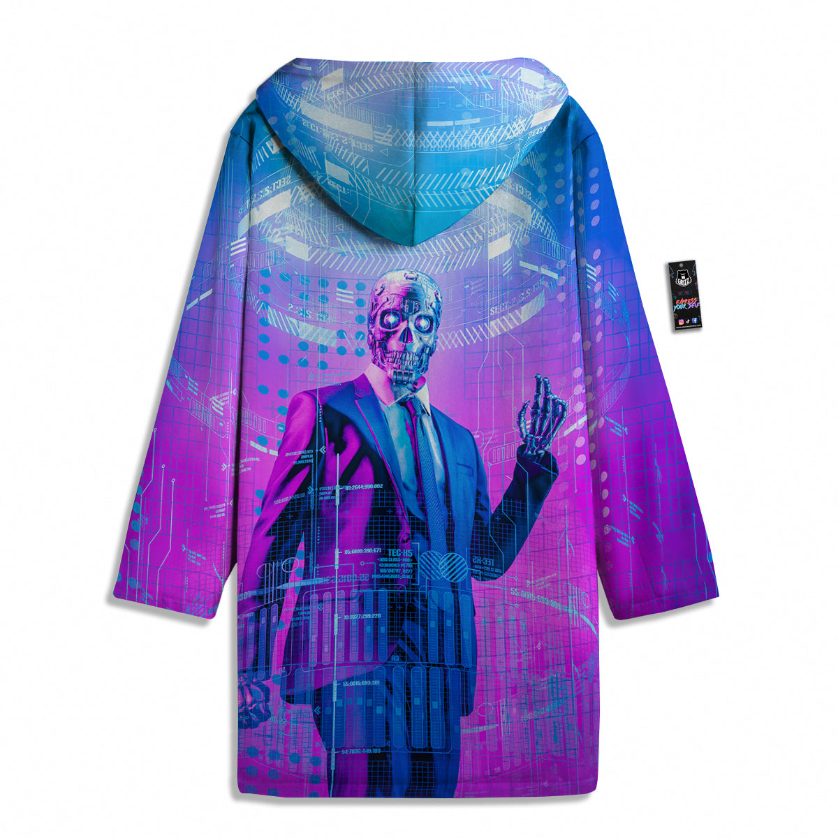 Purple Skeleton Cyber Print Men's Windbreaker Jacket-grizzshop