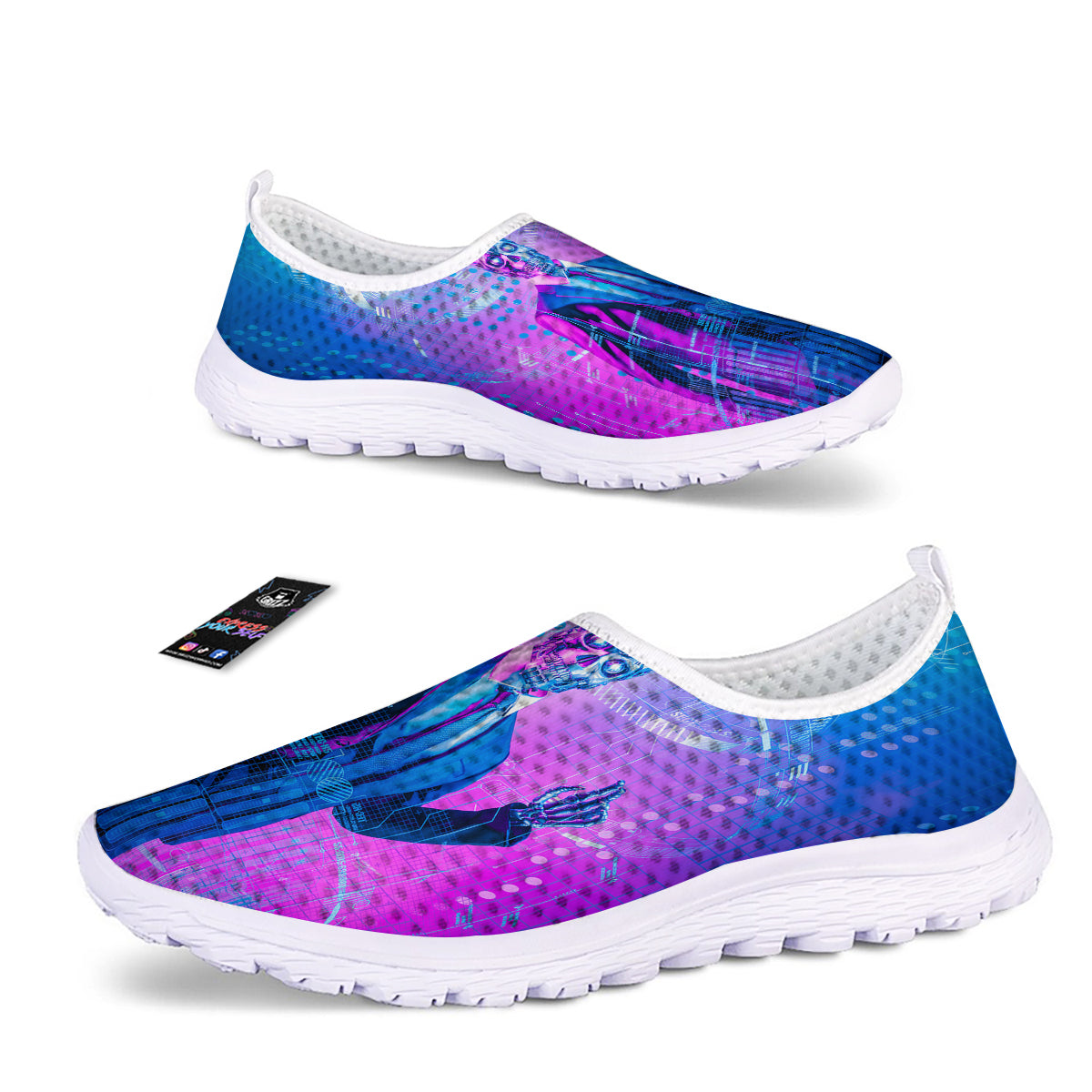 Purple Skeleton Cyber Print Nurse Shoes-grizzshop