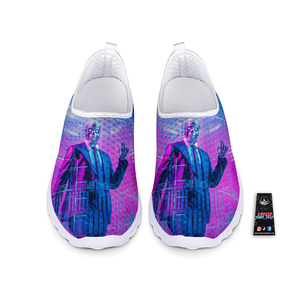 Purple Skeleton Cyber Print Nurse Shoes-grizzshop