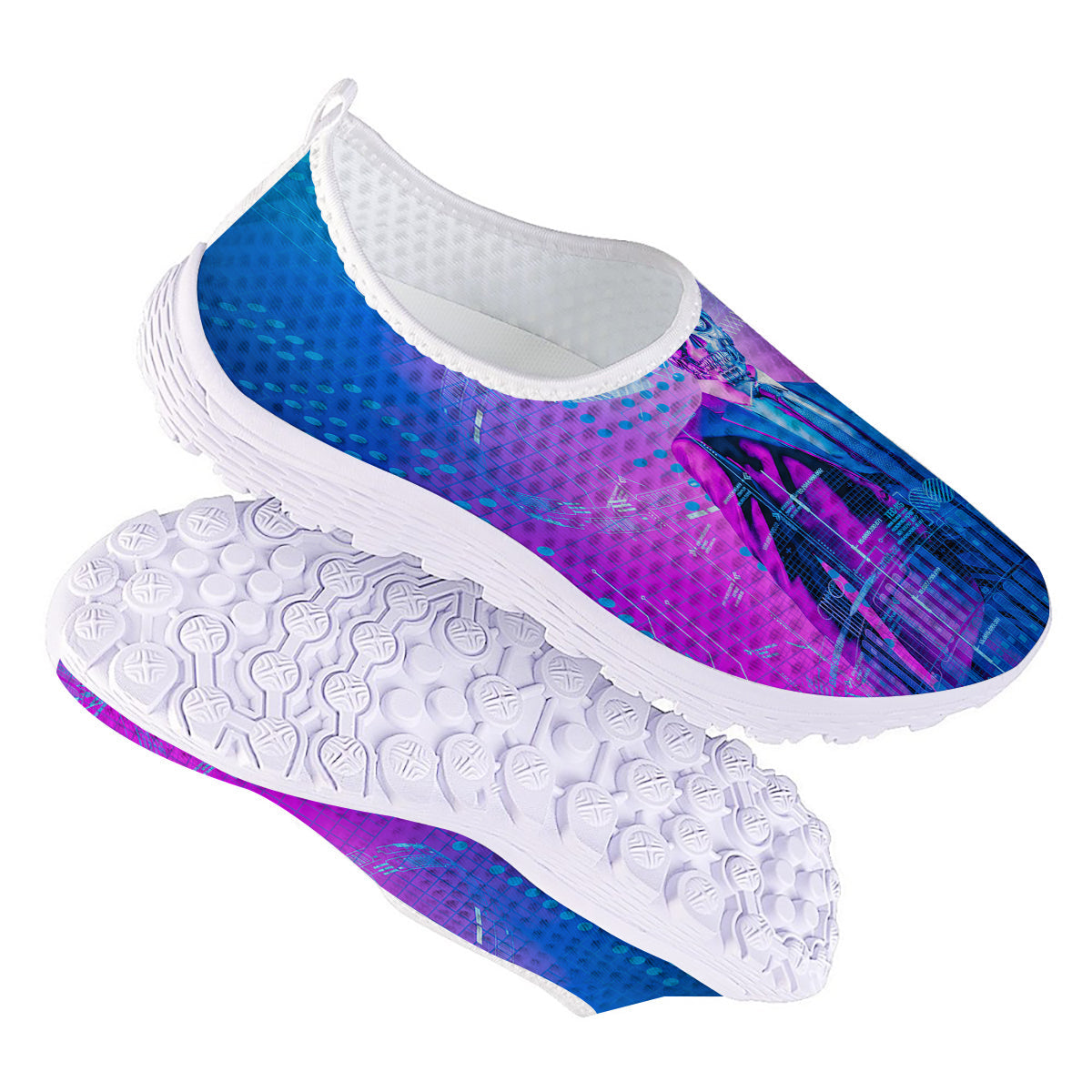 Purple Skeleton Cyber Print Nurse Shoes-grizzshop