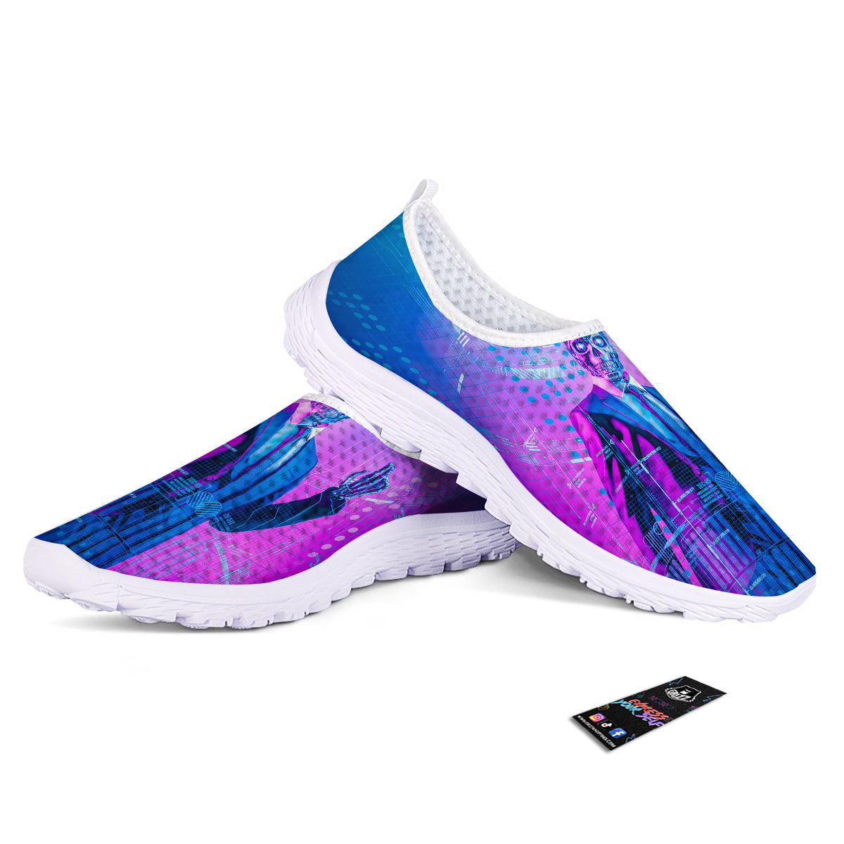 Purple Skeleton Cyber Print Nurse Shoes-grizzshop
