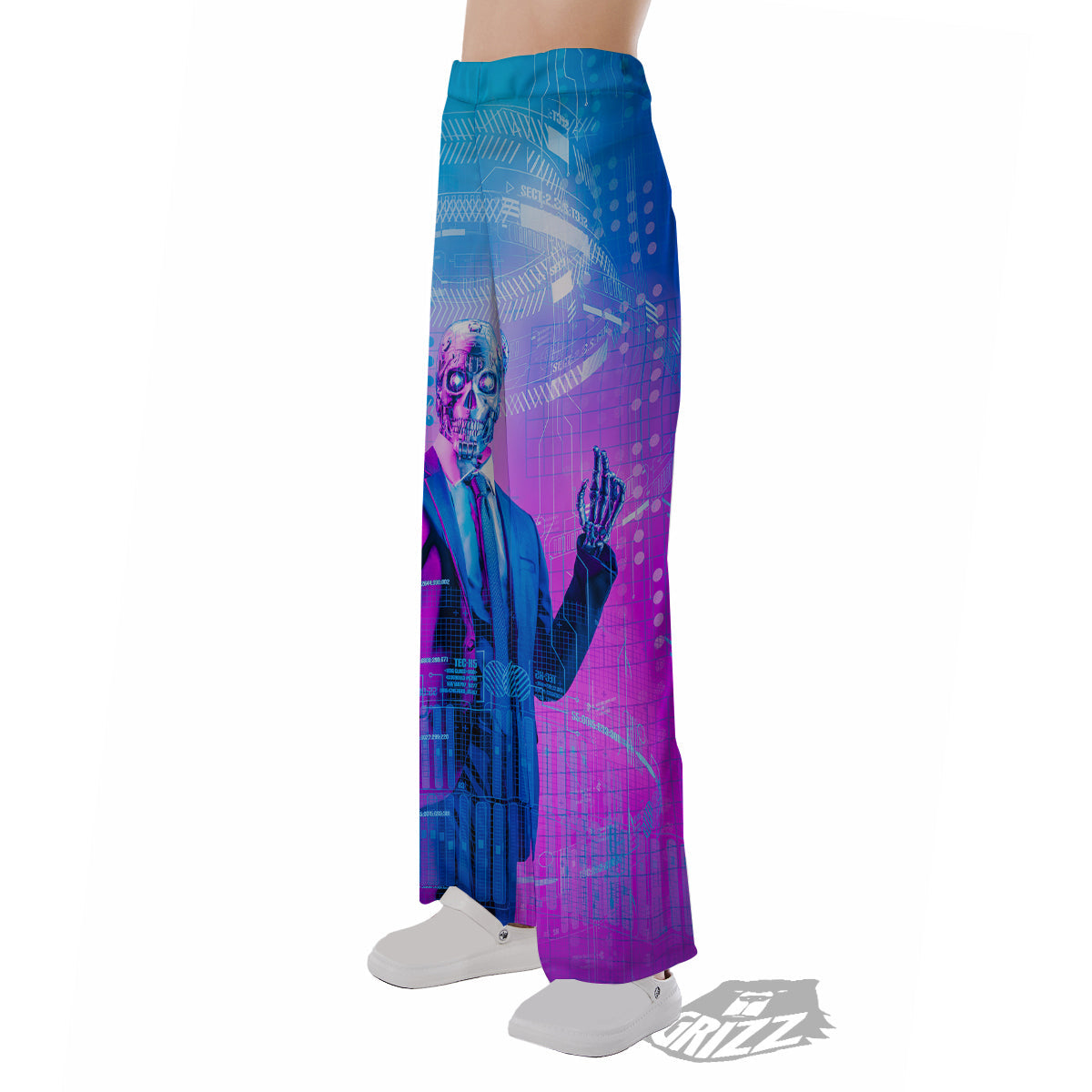 Purple Skeleton Cyber Print Pajama Pants-grizzshop