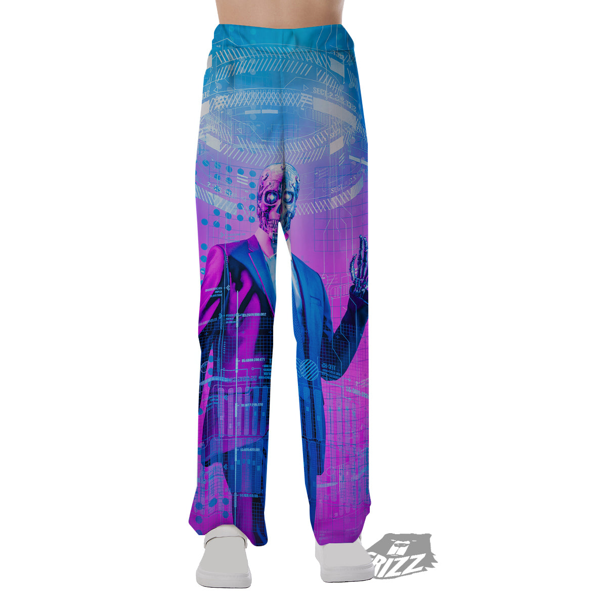 Purple Skeleton Cyber Print Pajama Pants-grizzshop