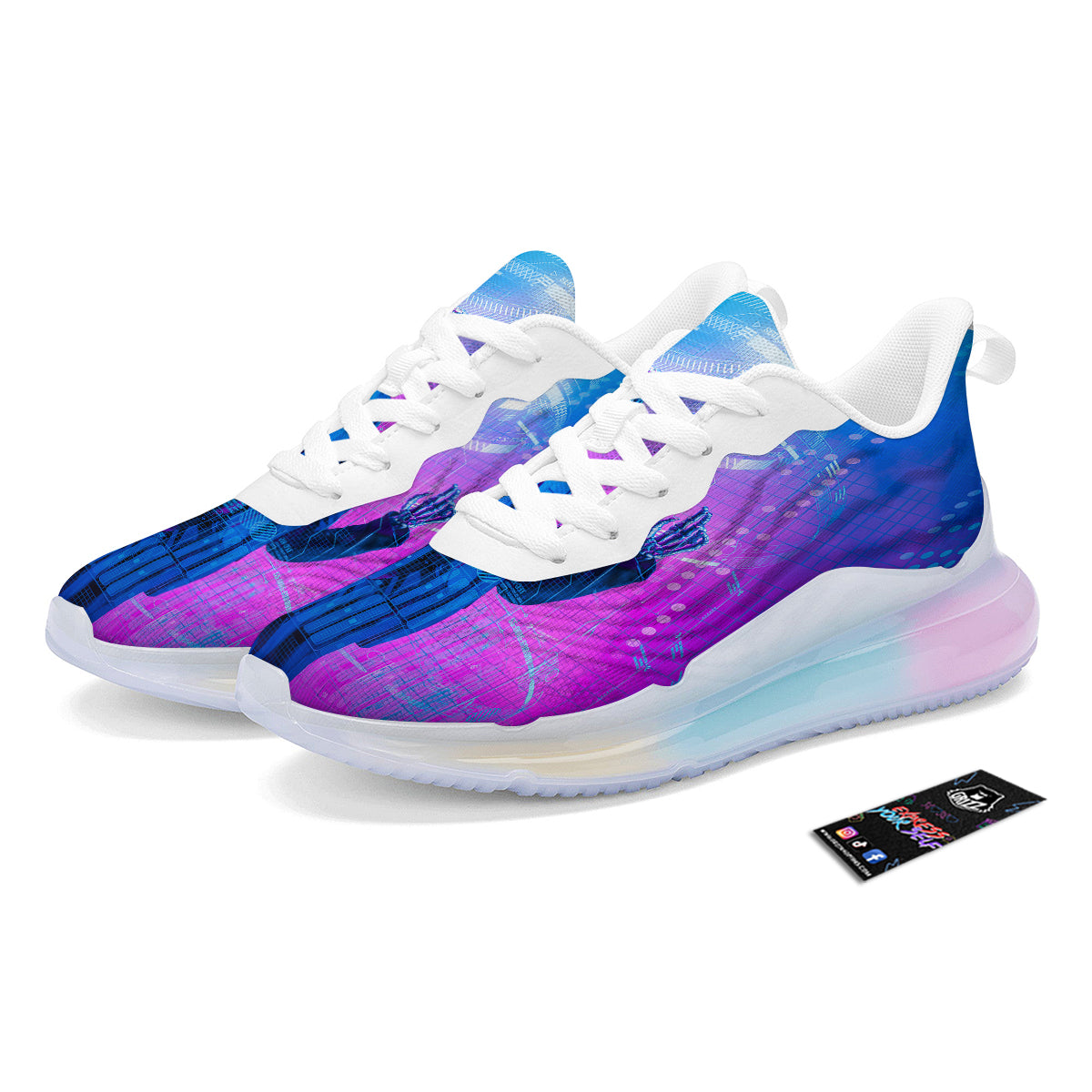 Purple Skeleton Cyber Print Running Sneakers-grizzshop