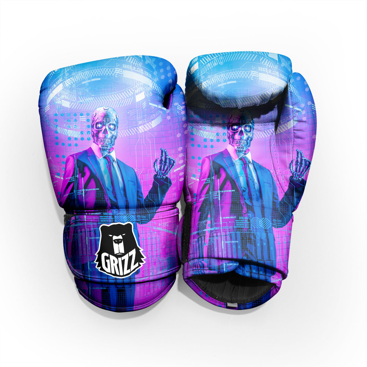 Purple Skeleton Cyber Print Pro Boxing Glove