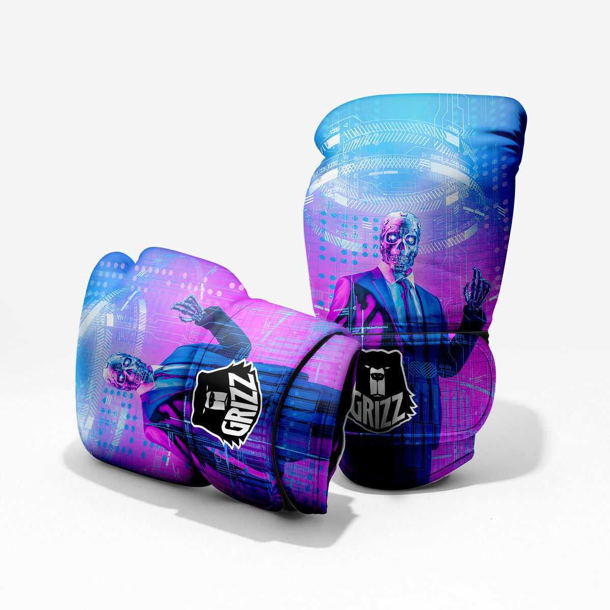 Purple Skeleton Cyber Print Pro Boxing Glove