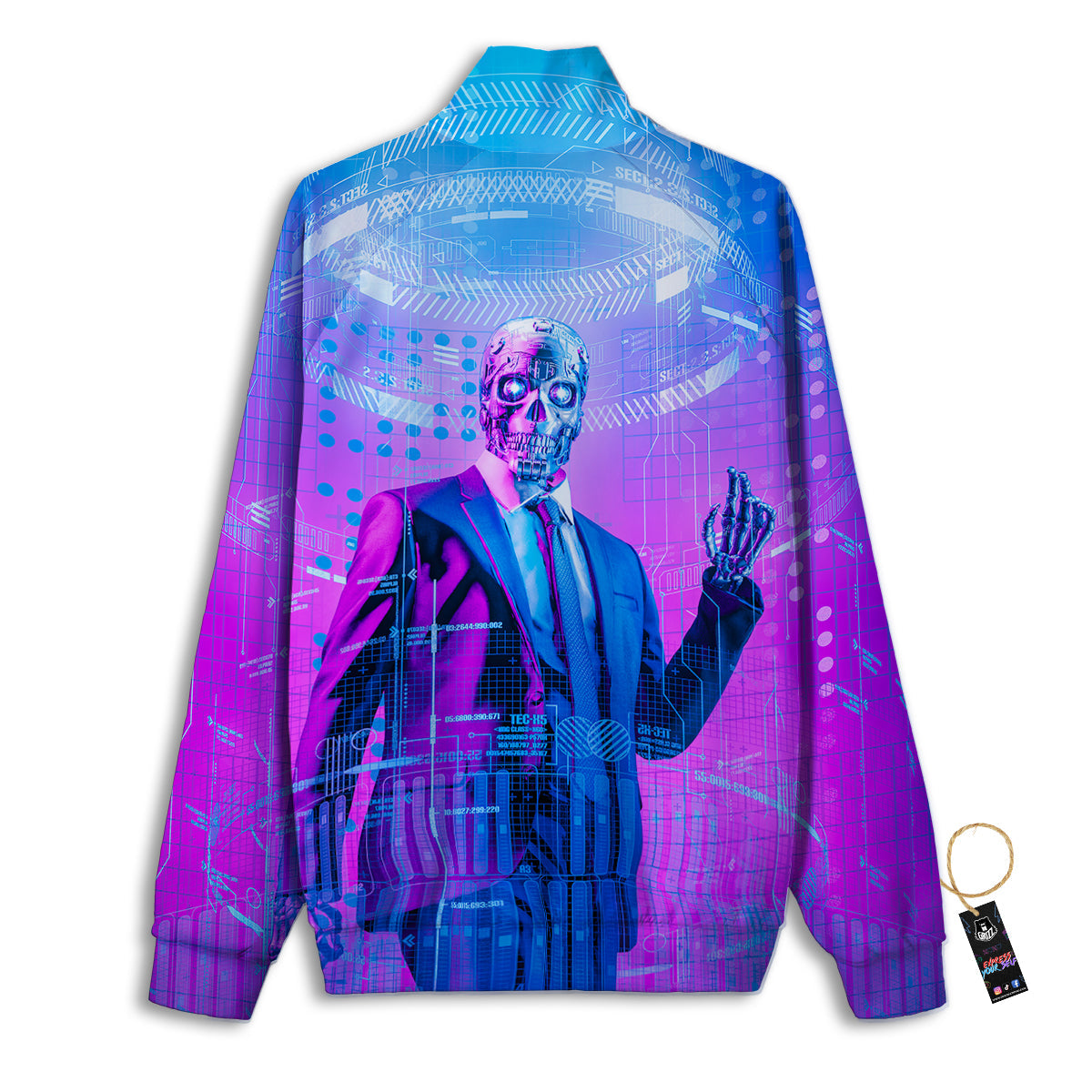 Purple Skeleton Cyber Print Track Jacket-grizzshop