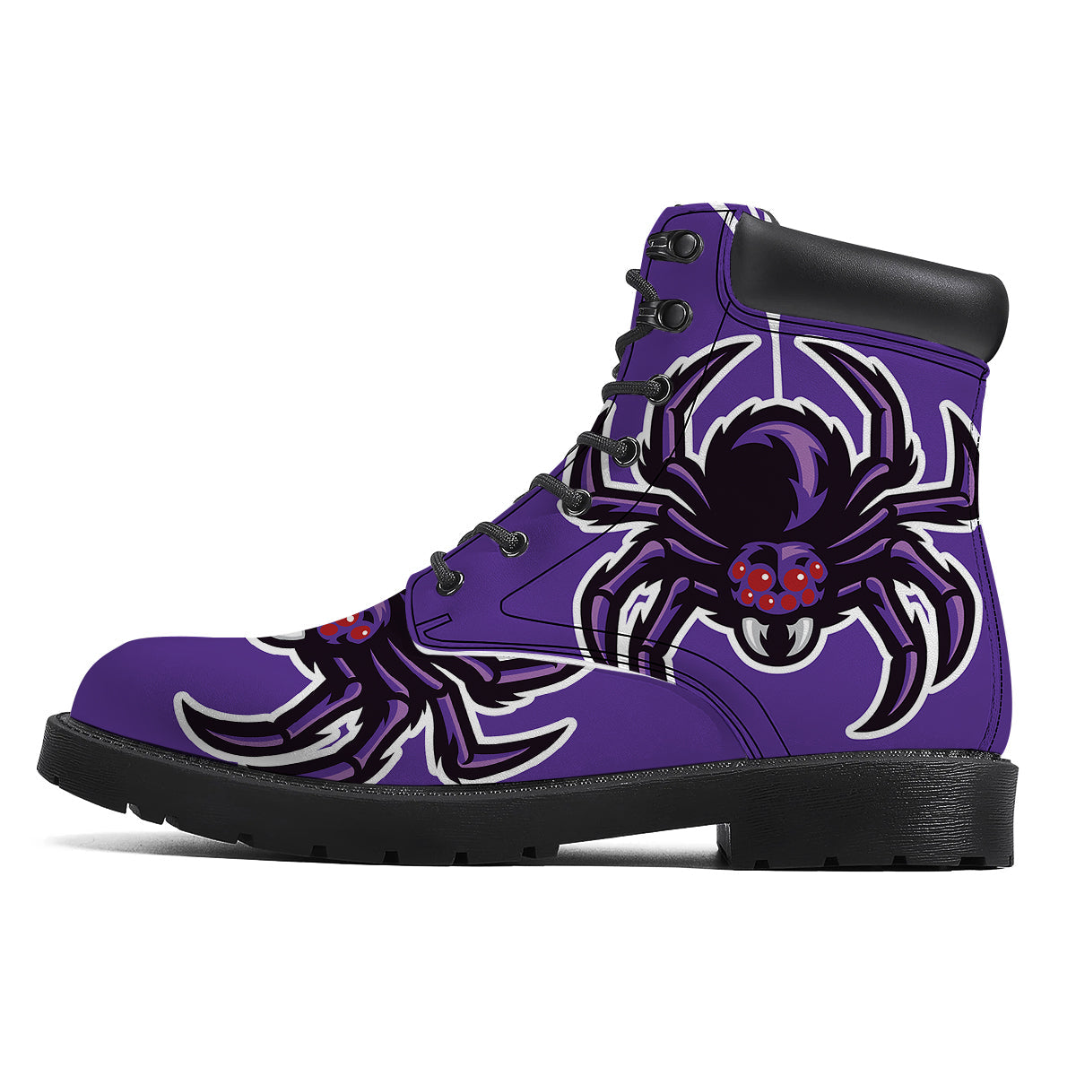 Purple Spider Print Boots-grizzshop