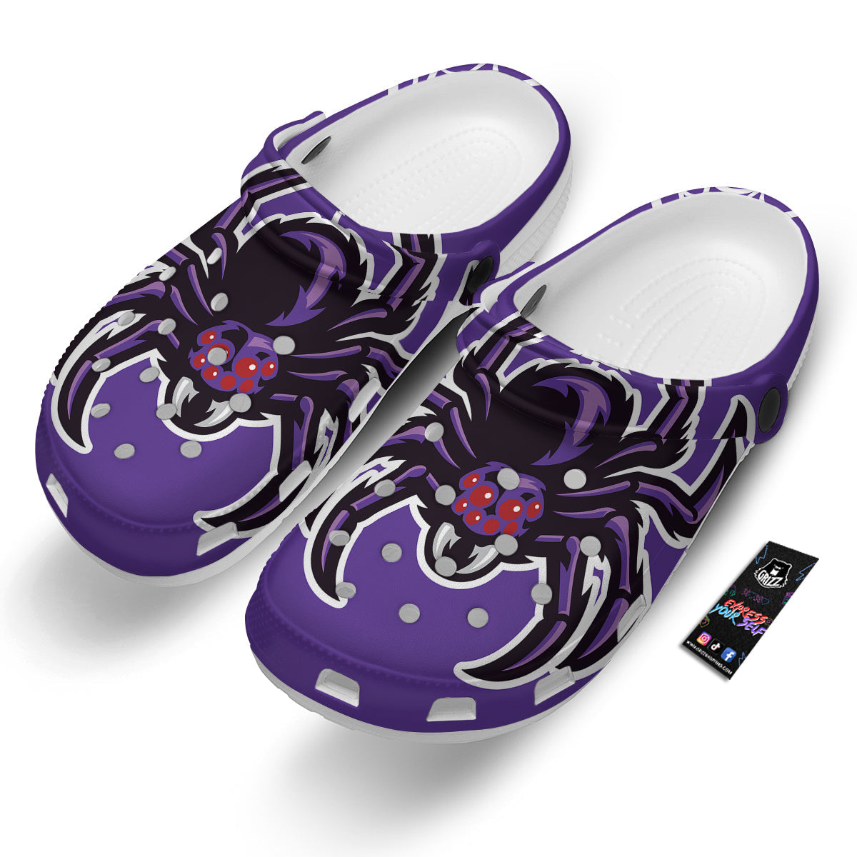 Purple Spider Print Clog-grizzshop