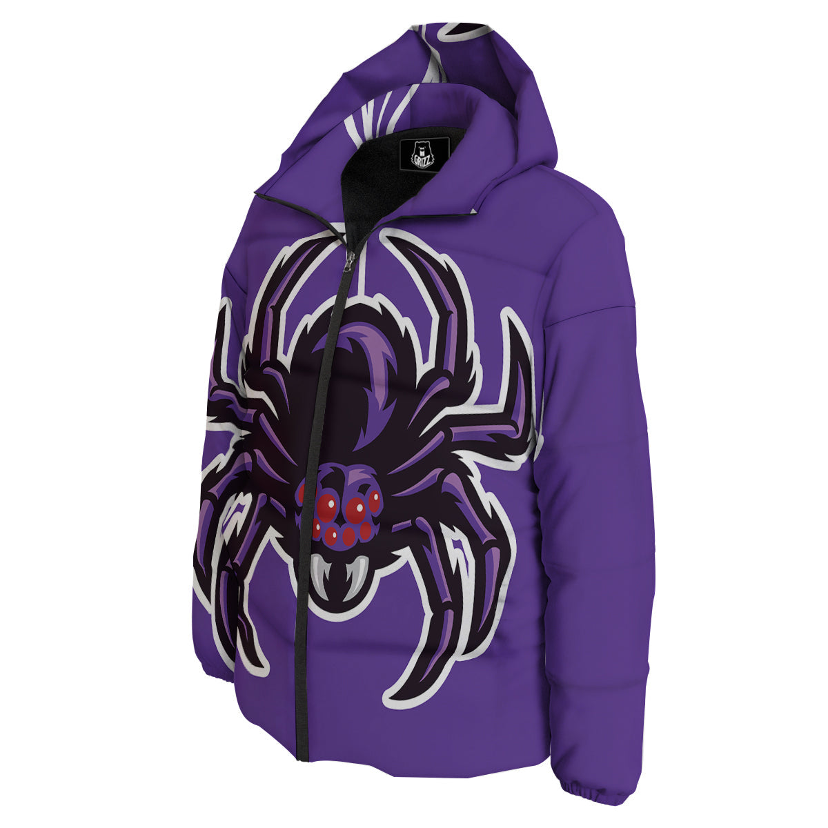 Purple Spider Print Down Jacket-grizzshop
