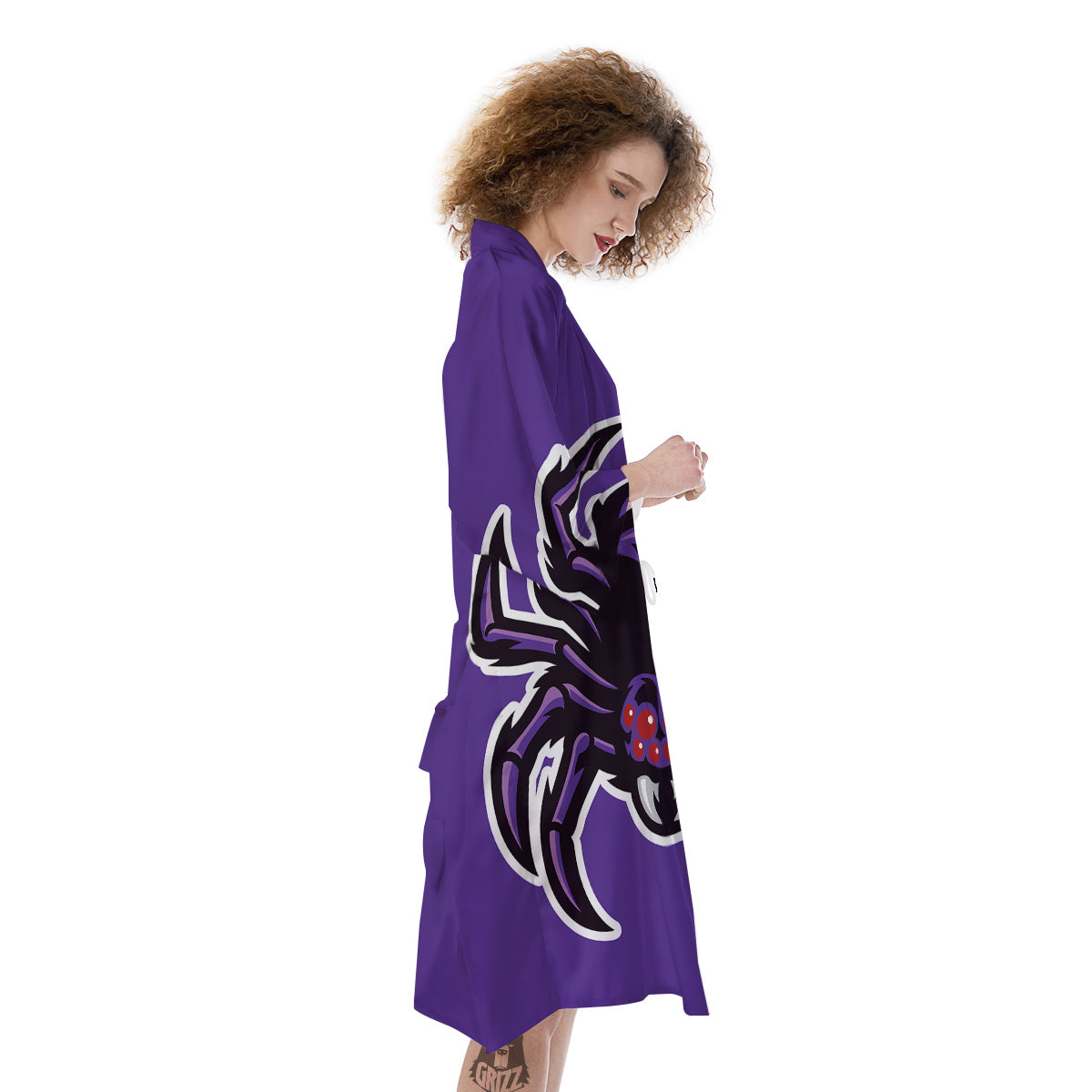 Purple Spider Print Kimono-grizzshop