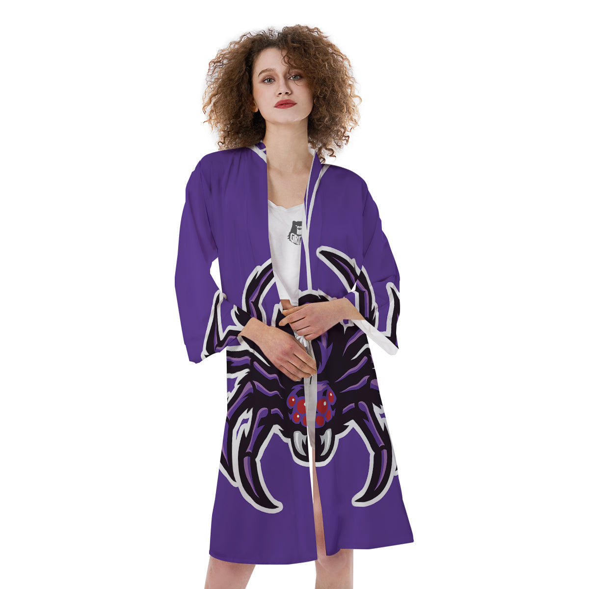 Purple Spider Print Kimono-grizzshop