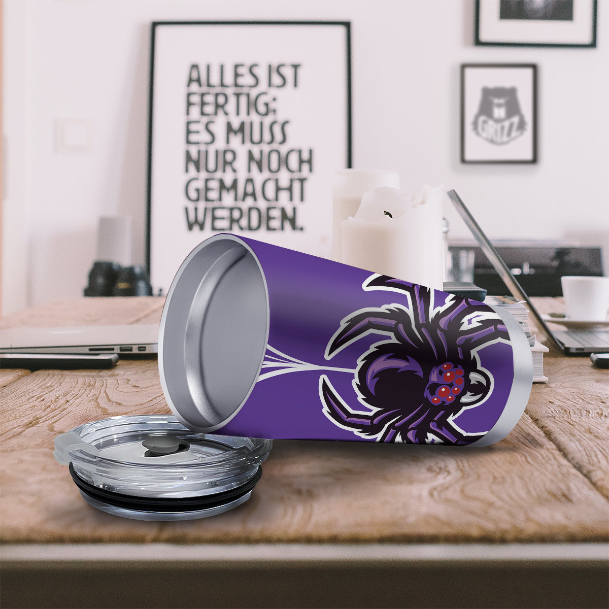 Purple Spider Print Tumbler-grizzshop