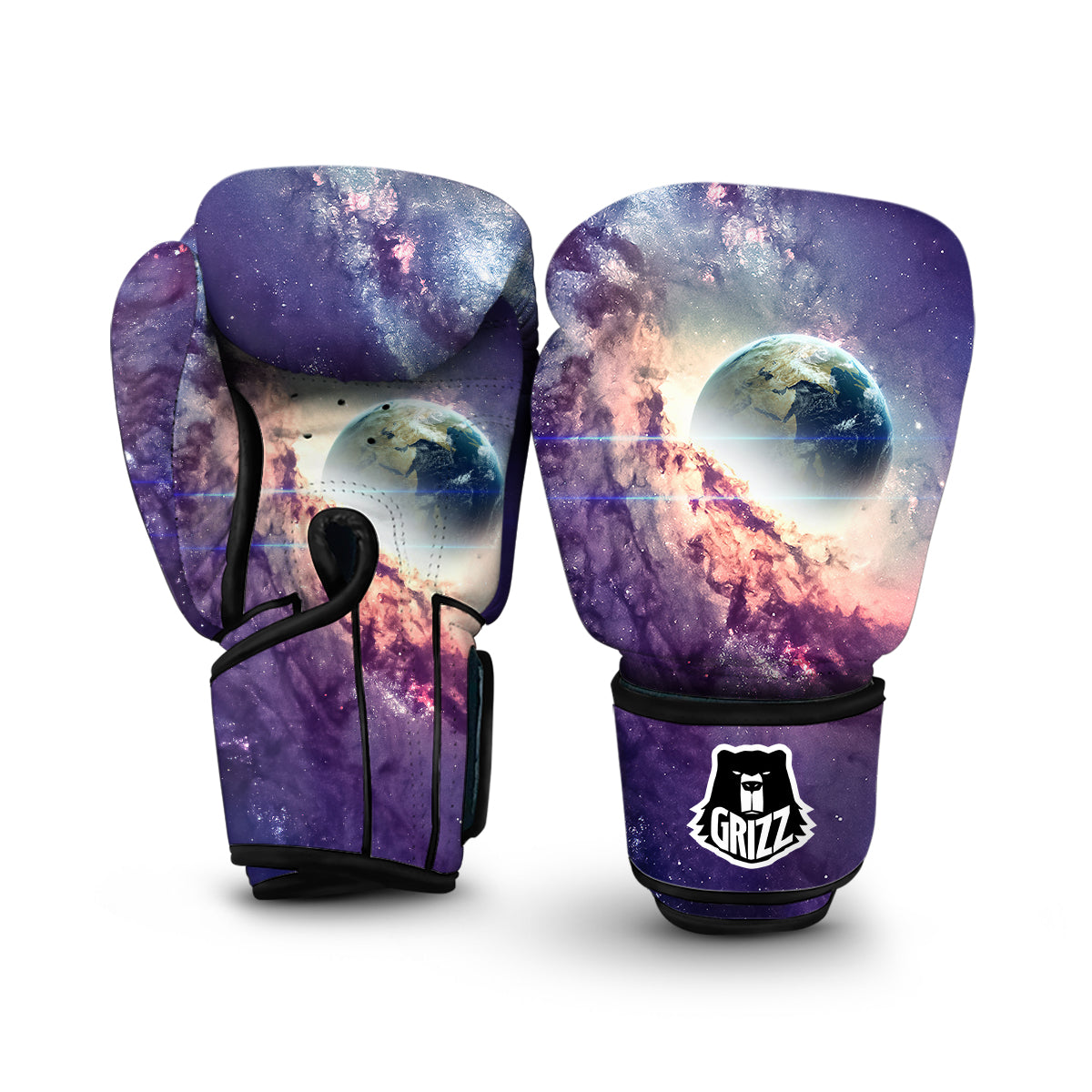 Purple Stardust Galaxy Space Print Boxing Gloves-grizzshop