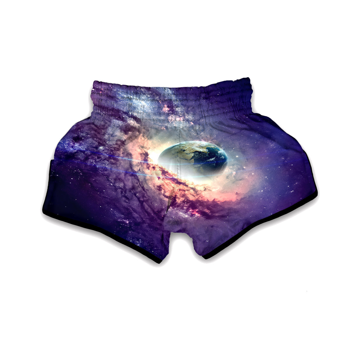 Purple Stardust Galaxy Space Print Muay Thai Boxing Shorts-grizzshop