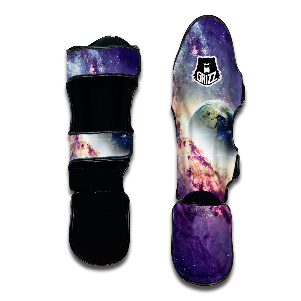 Purple Stardust Galaxy Space Print Muay Thai Shin Guards-grizzshop