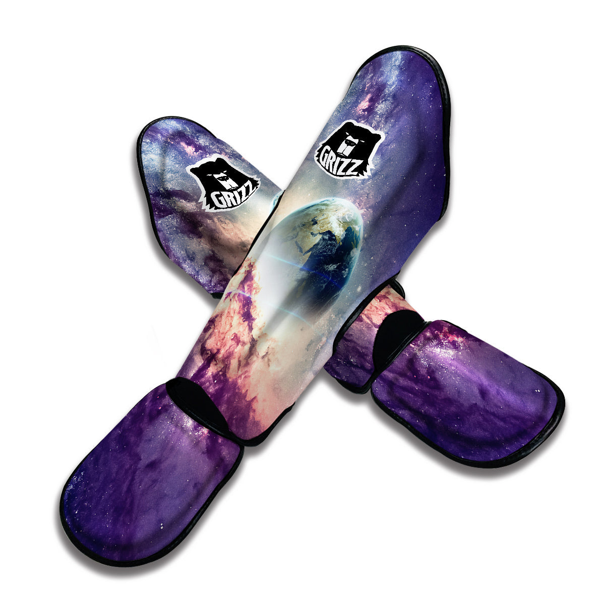 Purple Stardust Galaxy Space Print Muay Thai Shin Guards-grizzshop