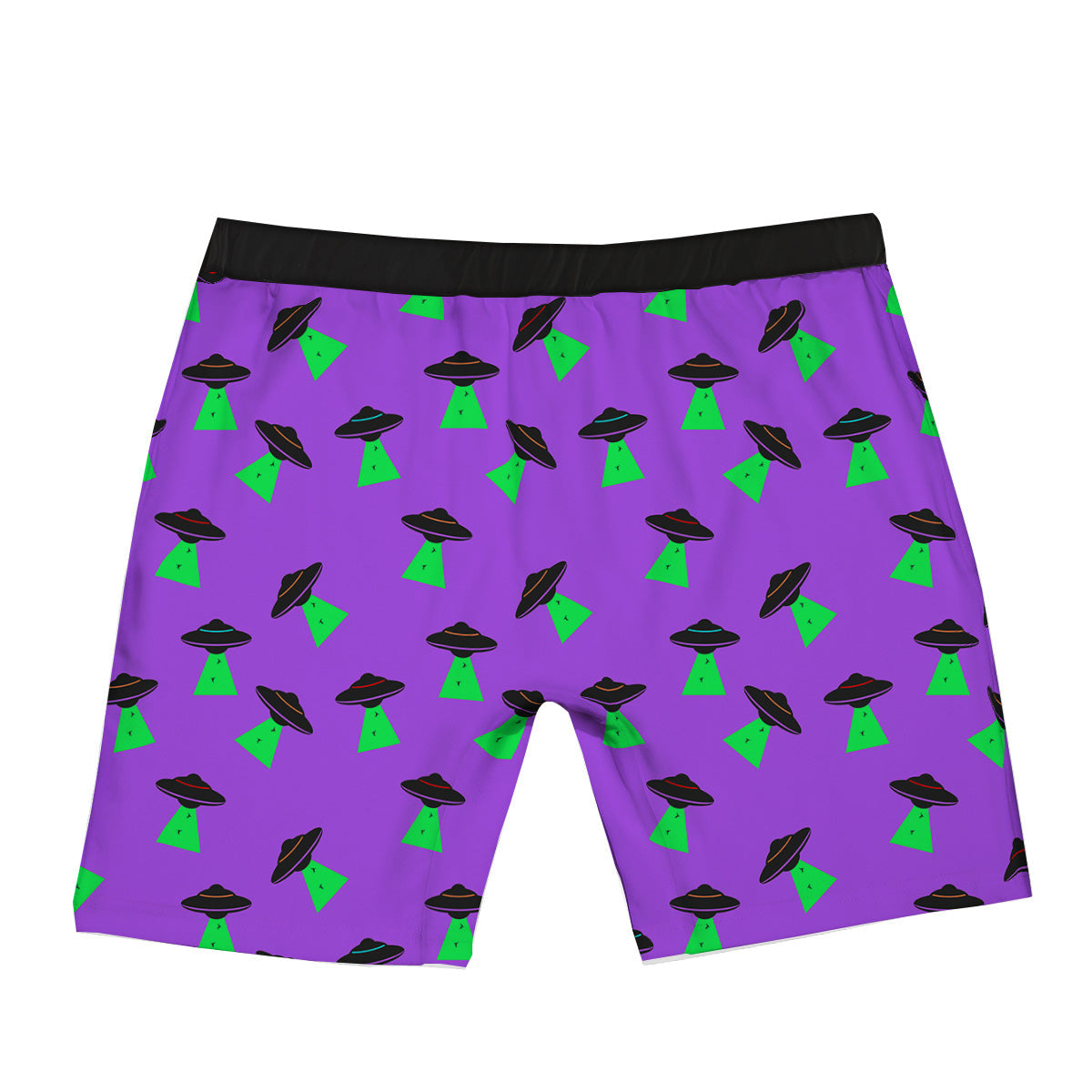 Purple UFO Alien Spaceship Print Pattern Boxer Briefs-grizzshop