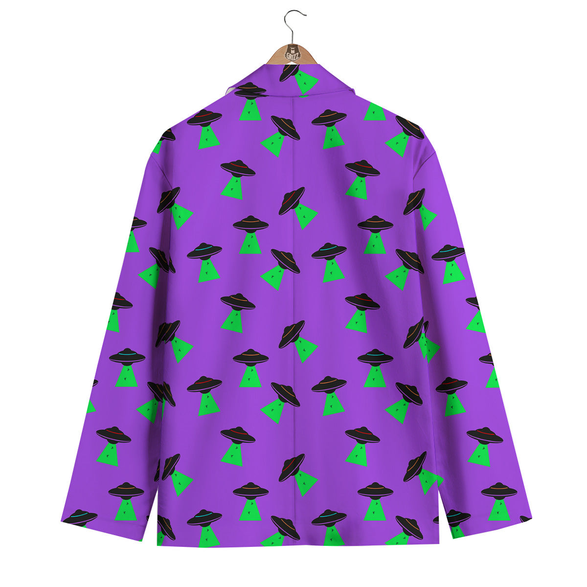 Purple UFO Alien Spaceship Print Pattern Men's Blazer-grizzshop