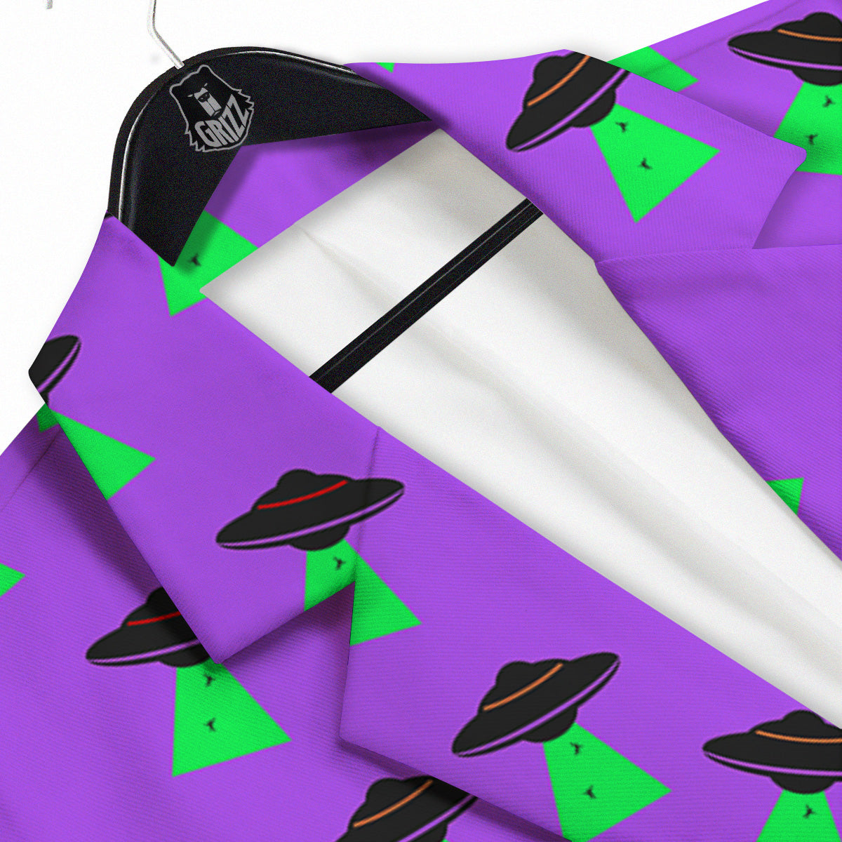 Purple UFO Alien Spaceship Print Pattern Men's Sport Coat-grizzshop
