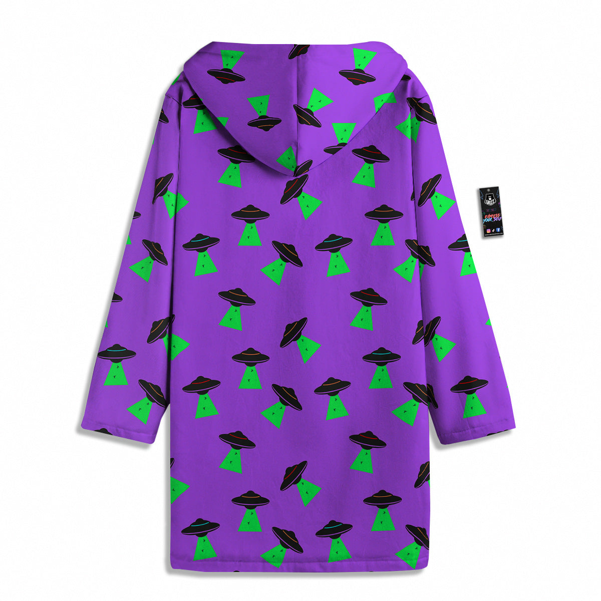 Purple UFO Alien Spaceship Print Pattern Men's Windbreaker Jacket-grizzshop