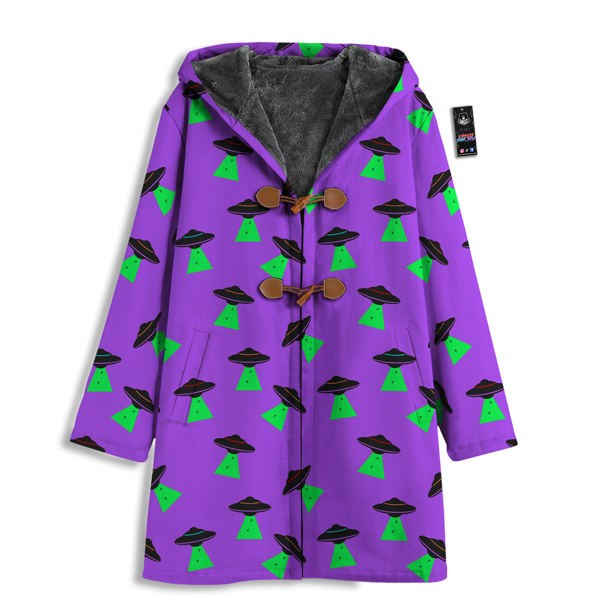 Purple UFO Alien Spaceship Print Pattern Men's Windbreaker Jacket-grizzshop