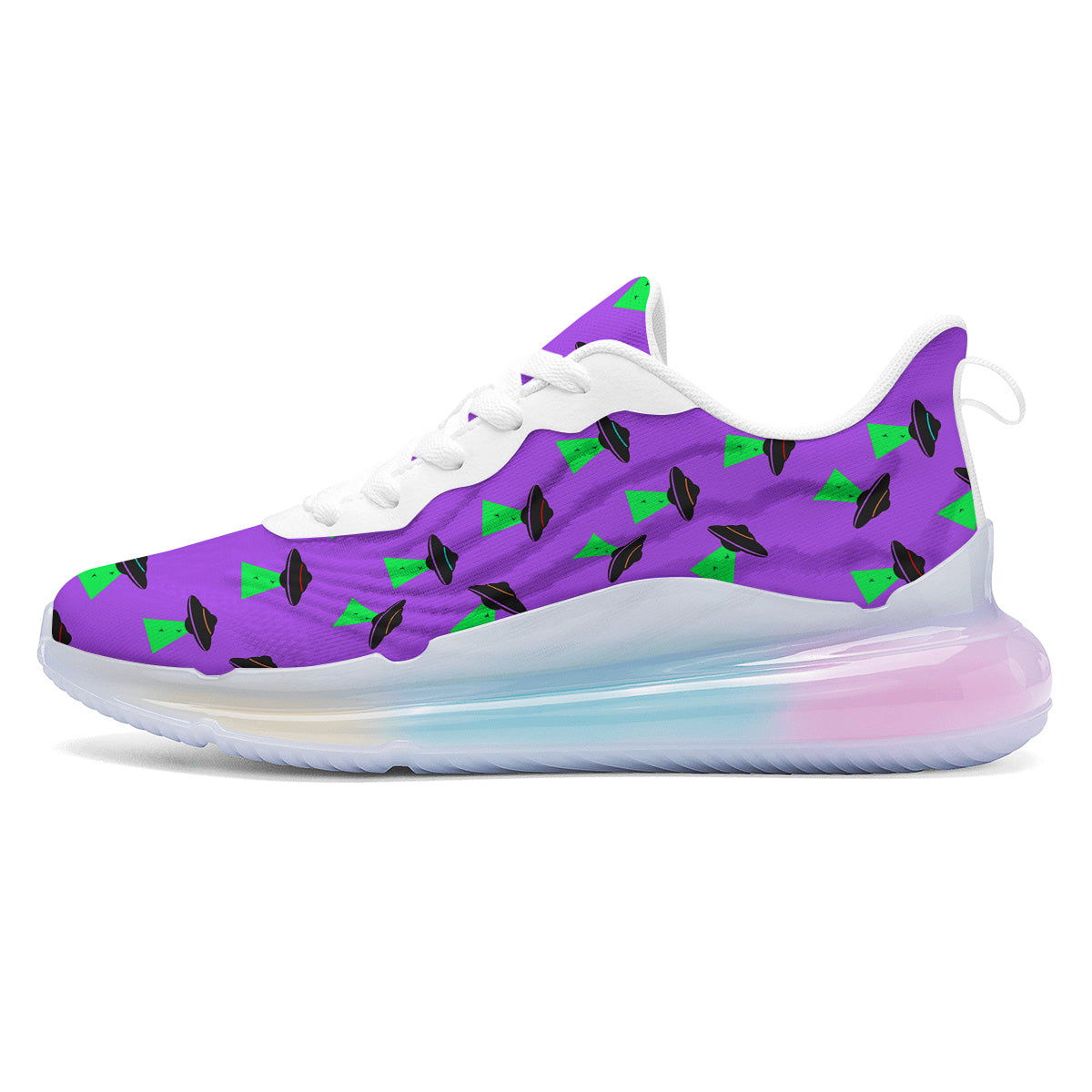 Purple UFO Alien Spaceship Print Pattern Running Sneakers-grizzshop
