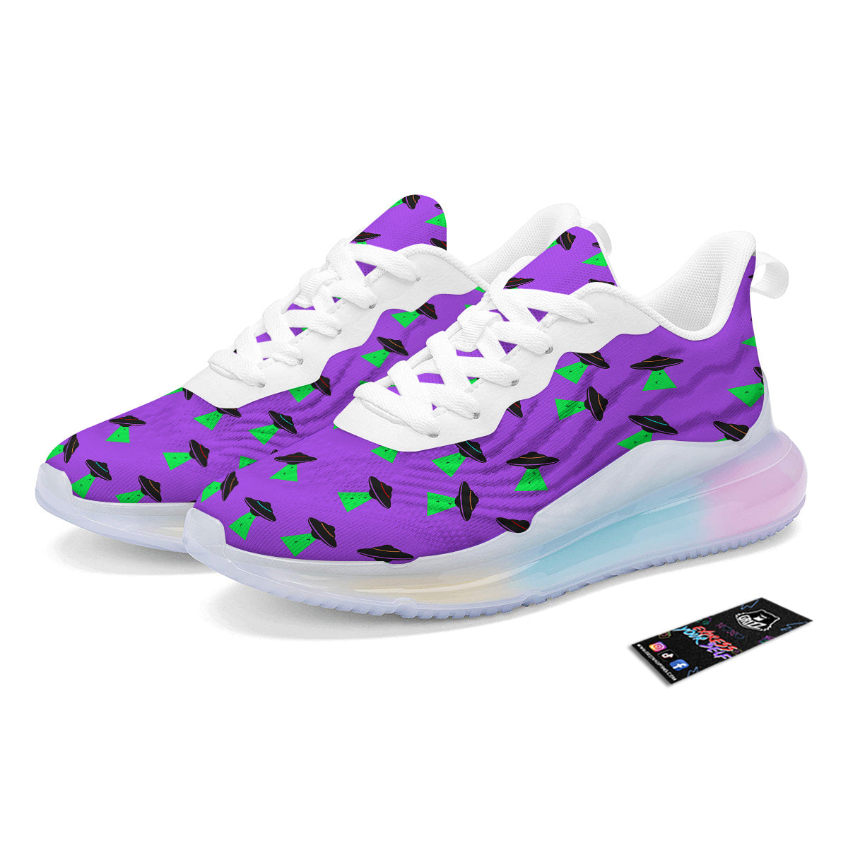 Purple UFO Alien Spaceship Print Pattern Running Sneakers-grizzshop