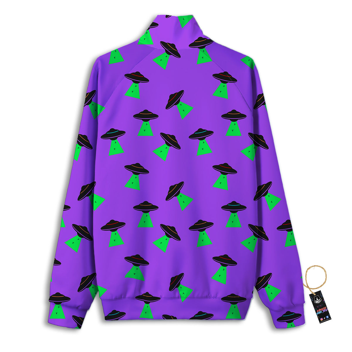 Purple UFO Alien Spaceship Print Pattern Track Jacket-grizzshop